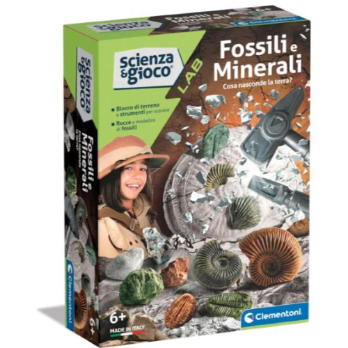 CLEMENTONI SCIENZA E GIOCO FOSSILI E MINERALI KIT PALEONTOLOGO LABORATORIO MINERALOGIA
